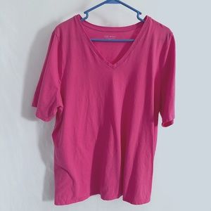 Lane Bryant Classic V-neck Tee t-shirt short sleeve knit Pink Flame 18/20